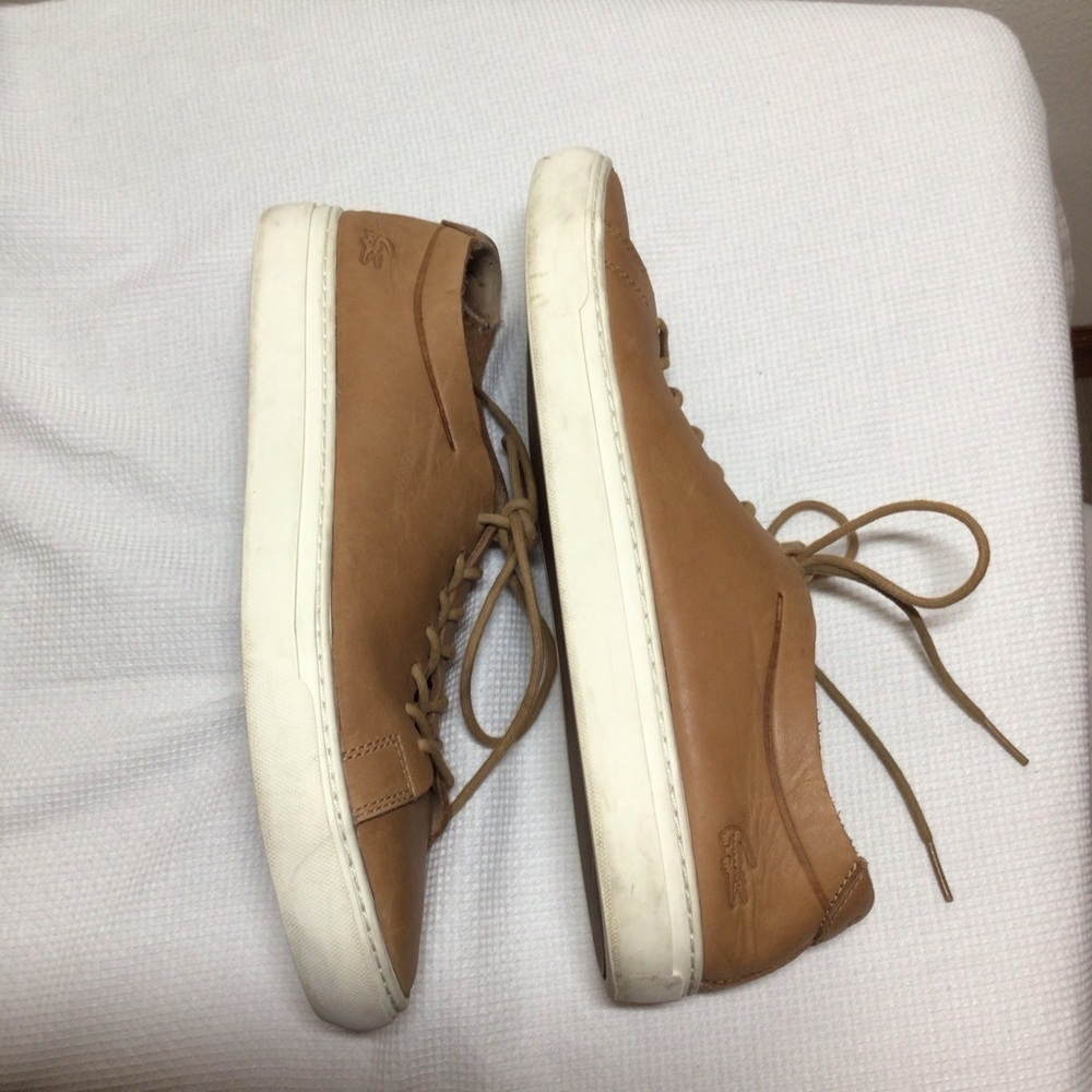 Lacoste Men’s unlined L12.12 sneaker Tan size 11.5 leather​​​​​​ - Picture 3 of 10